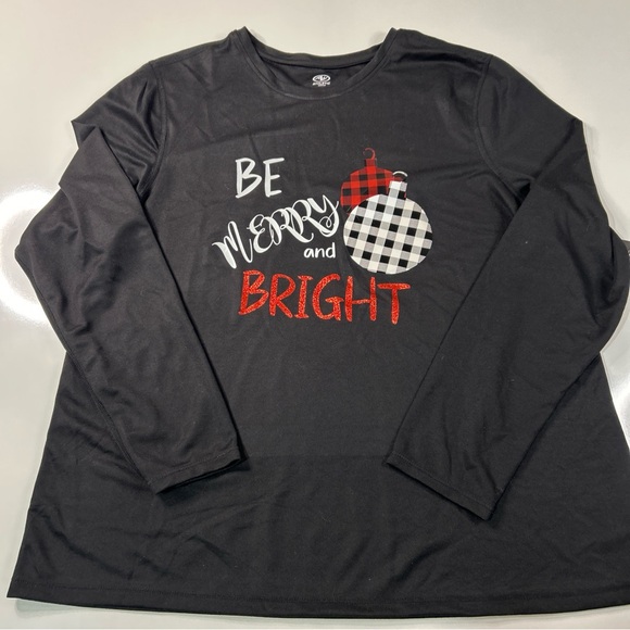 Athletic Works Holiday T Shirt Women’s 2X 20 Long Sleeve Christmas Text Wicking - Picture 3 of 12
